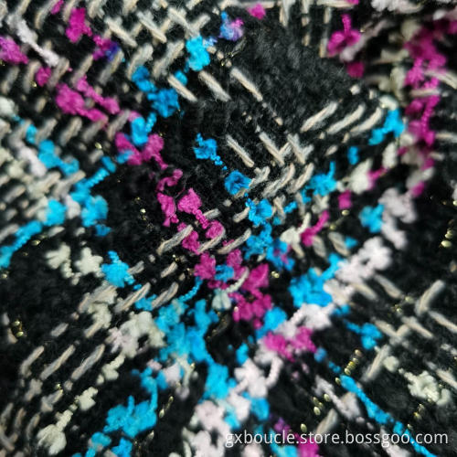 Boucle fashion tartan pattern with loops yarn fabric